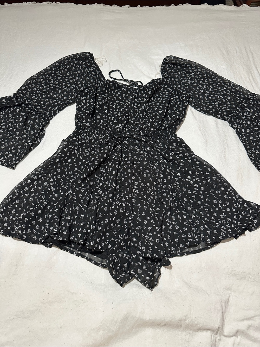 Black Floral Off-Shoulder Romper